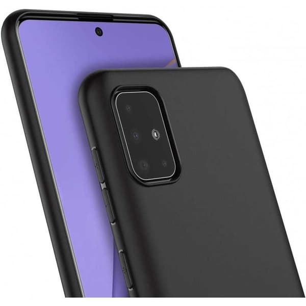Samsung A51 Gummibelagd Mattsvart Silikon Skal