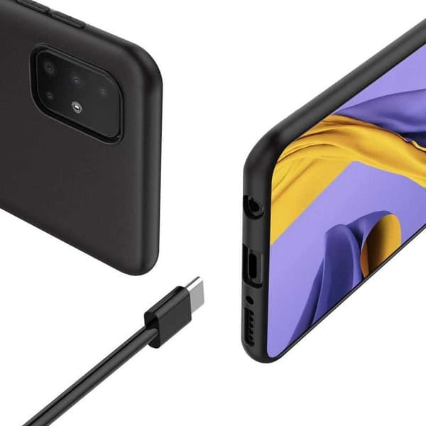 Samsung A51 Gummibelagd Mattsvart Silikon Skal