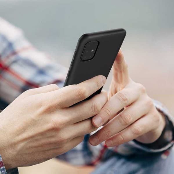 Samsung A51 Gummibelagd Mattsvart Silikon Skal