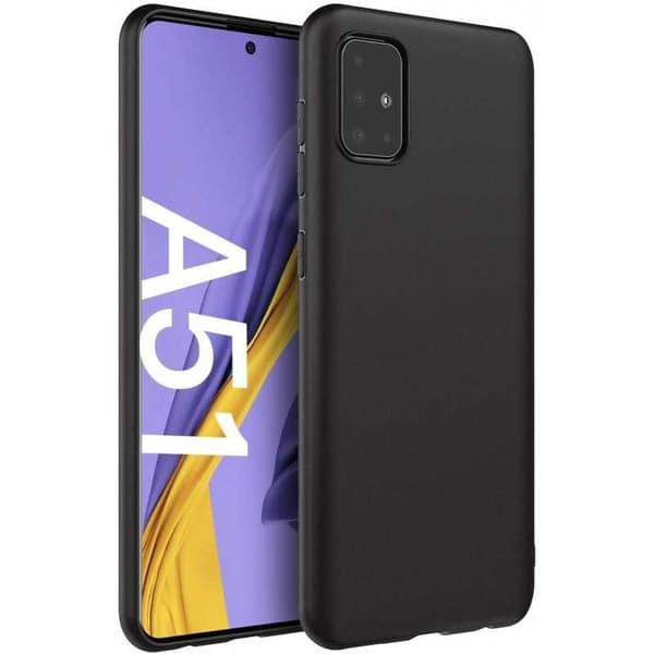 Samsung A51 Gummibelagd Mattsvart Silikon Skal