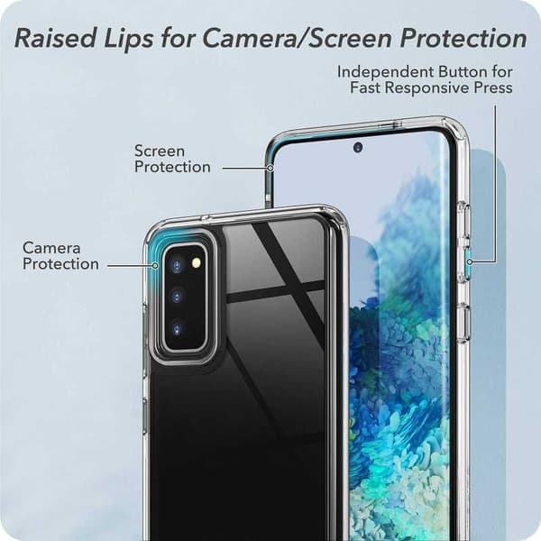 Samsung S20 iskuja vaimentava suojus naarmuuntumattomalla pleksilasilla