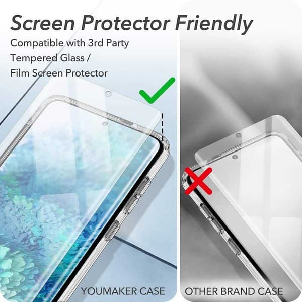 Samsung S20 iskuja vaimentava suojus naarmuuntumattomalla pleksilasilla