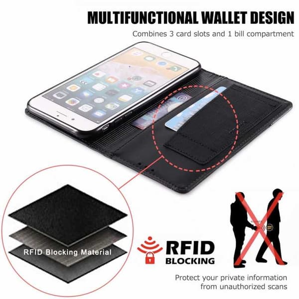 Tyylikäs iPhone 7 Plus -kotelo PU-nahkaa ja RFID-esto