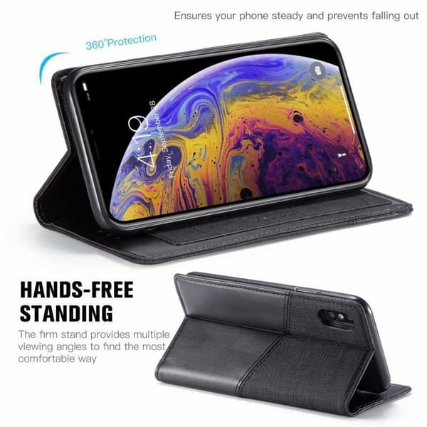 iPhone XS / X Elegant etui i PU-læder med RFID-blok