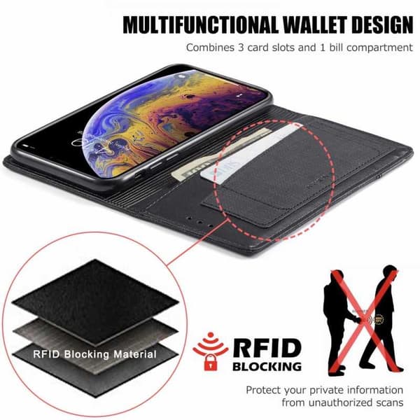 iPhone XS Max Elegant etui i PU-læder med RFID-blok