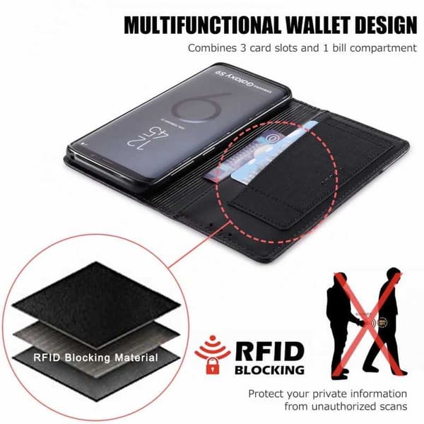 Samsung S9 Elegant etui i PU-læder med RFID-blok