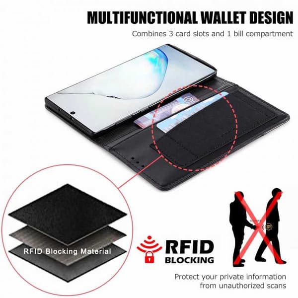 Samsung Note 10 Elegant etui i PU-læder med RFID-blok
