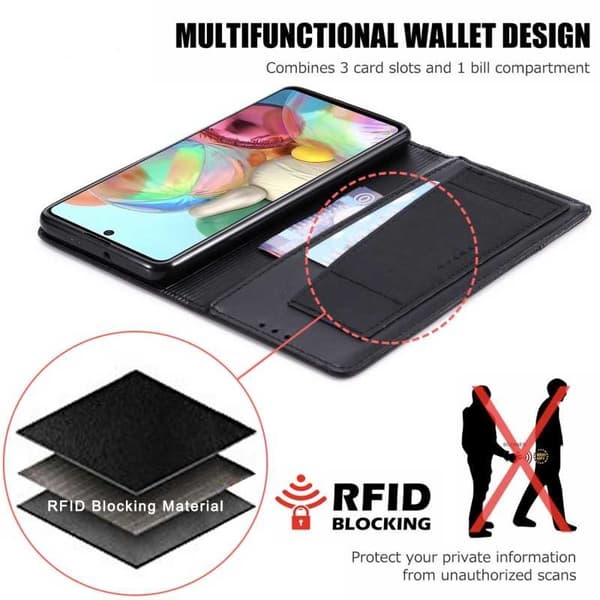 Samsung A71 Elegant Fodral i PU-Läder med RFID Block