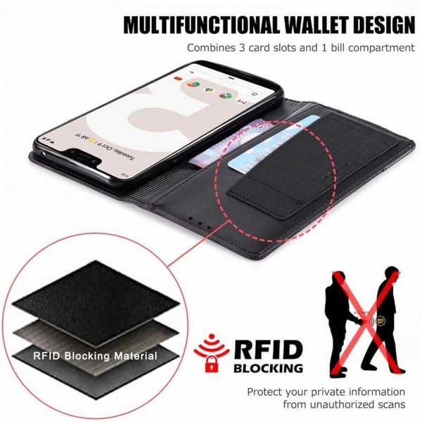 Elegant etui til Google Pixel 3 XL i PU-læder med RFID-blok