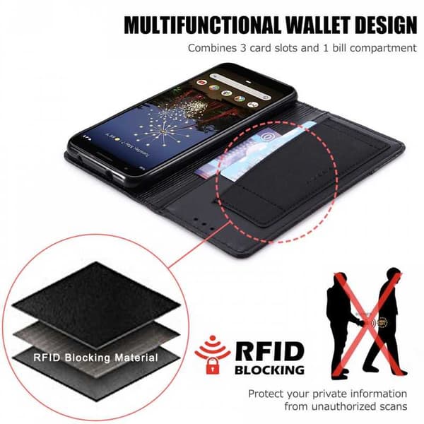 Elegant etui til Google Pixel 3a i PU-læder med RFID-blok