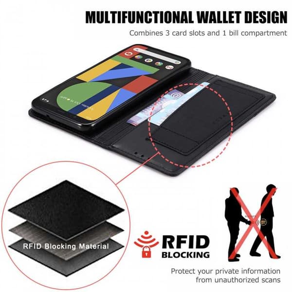 Elegant etui til Google Pixel 4 i PU-læder med RFID-blok