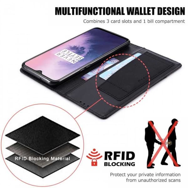 OnePlus 6T elegant etui i PU-læder med RFID-blok