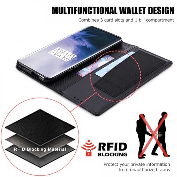 OnePlus 7 Pro Elegant Case i PU-læder med RFID-blok