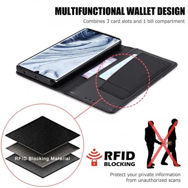 Xiaomi Mi Note 10 / 10 Pro Elegant Fodral i PU-Läder med RFID Block