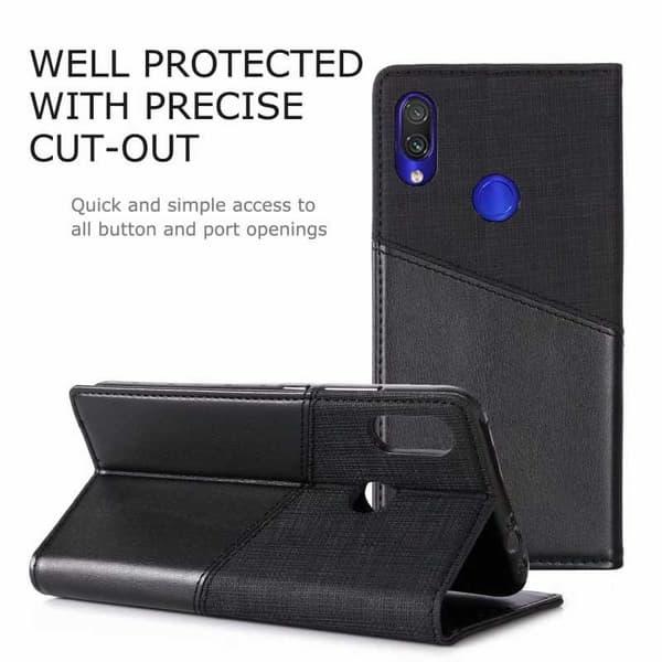 Xiaomi Redmi Note 7 Elegant sag i PU -læder med RFID -blok