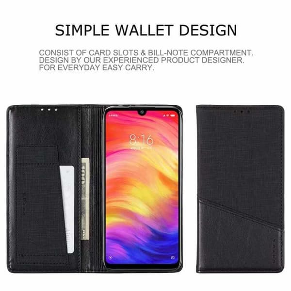 Xiaomi Redmi Note 7 Elegant sag i PU -læder med RFID -blok