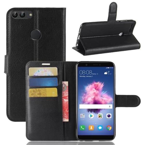 Litchi Plånboksfodral för Huawei P Smart - Svart