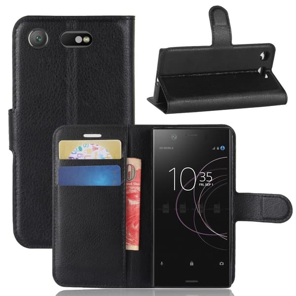 Litchi Grain Läderfodral till Sony Xperia XZ1 Compact - Svart