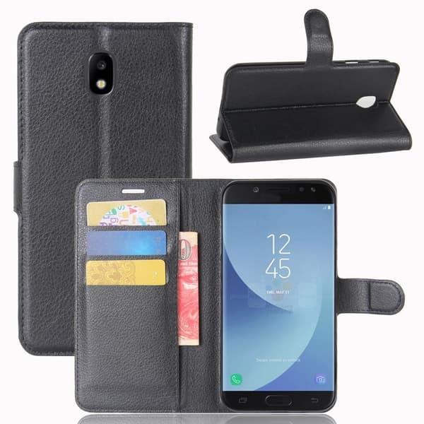 Litchi läderfodral till Samsung Galaxy J5 (2017) - Svart