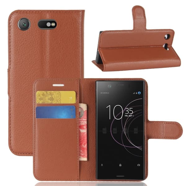 Litchi Grain Läderfodral till Sony Xperia XZ1 Compact - Brun