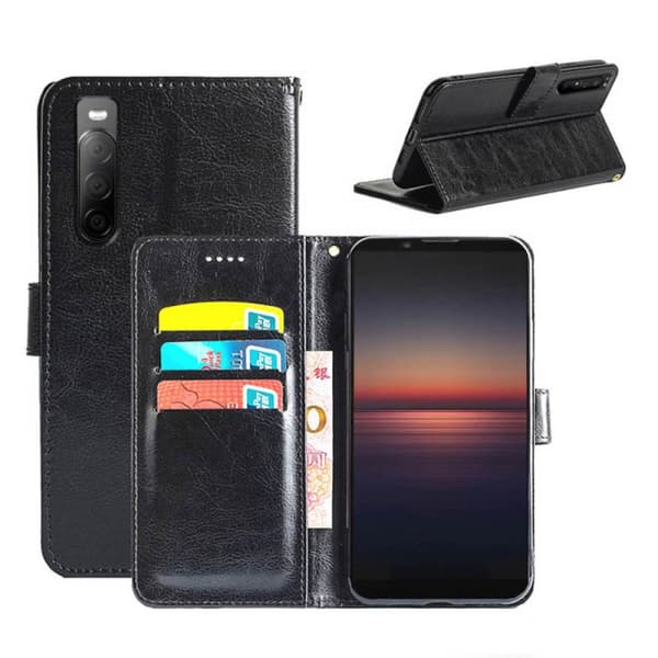 Wallet Cover 3-kort Sony Xperia 10 II : farve - sort