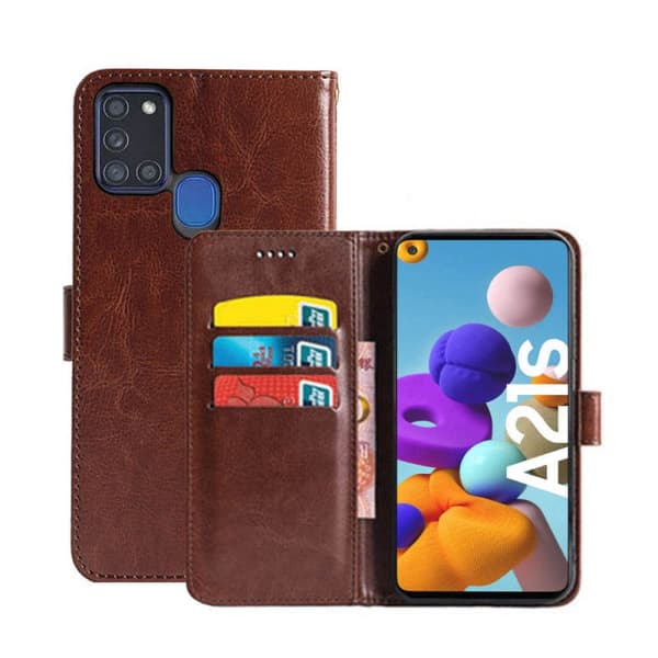 Lommebokdeksel 3-kort Samsung Galaxy A21s (SM-A217F) : Farge - brun