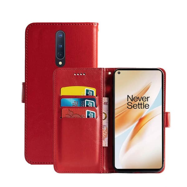 Wallet Cover 3-kort OnePlus 8 (IN2010) : farve - rød