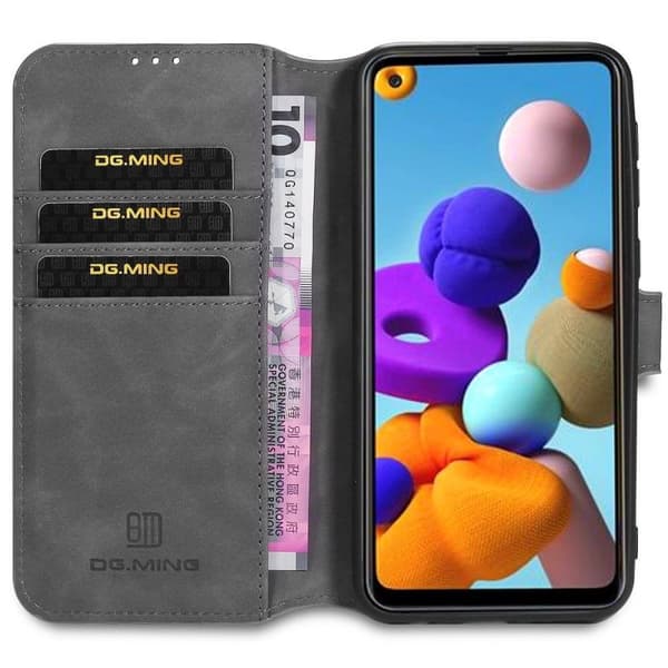 DG-Ming Lommebokdeksel 3-kort Samsung Galaxy A21s (SM-A217F) : Farge - Grå