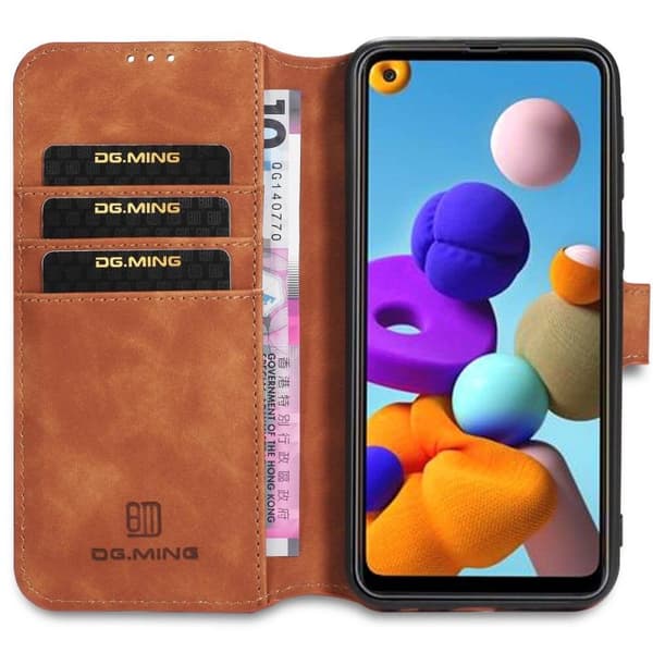 DG-Ming Lommebokdeksel 3-kort Samsung Galaxy A21s (SM-A217F) : Farge - brun