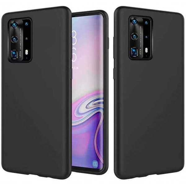 P40 Pro gummibelagt mat sort silikonecover