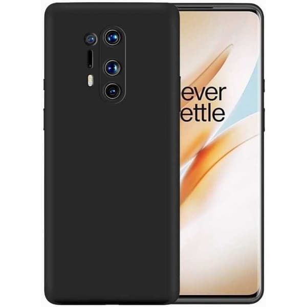 OnePlus 8 gummibelagt mat sort silikonecover