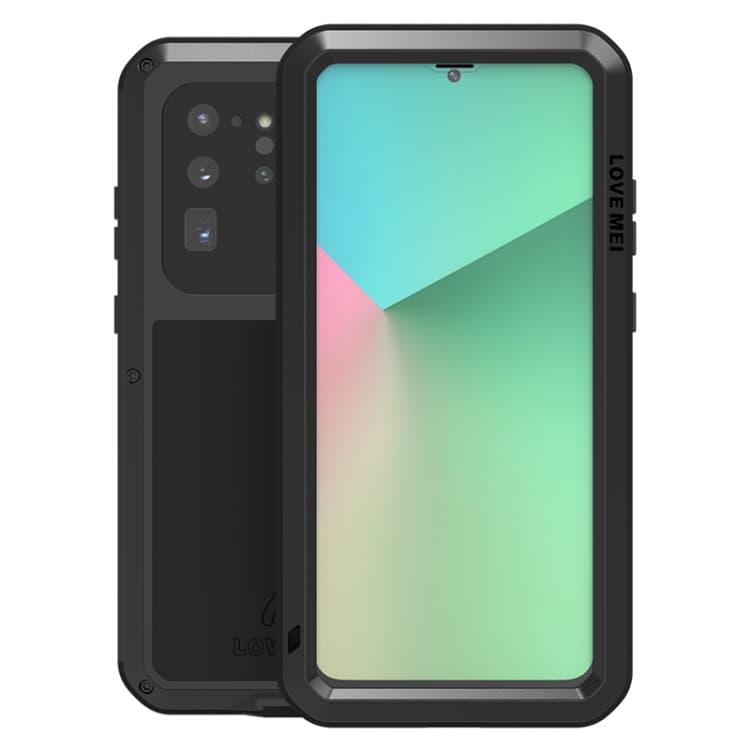 LOVE MEI Shockproof metalllikuori Samsung Galaxy S20 Ultra, Musta