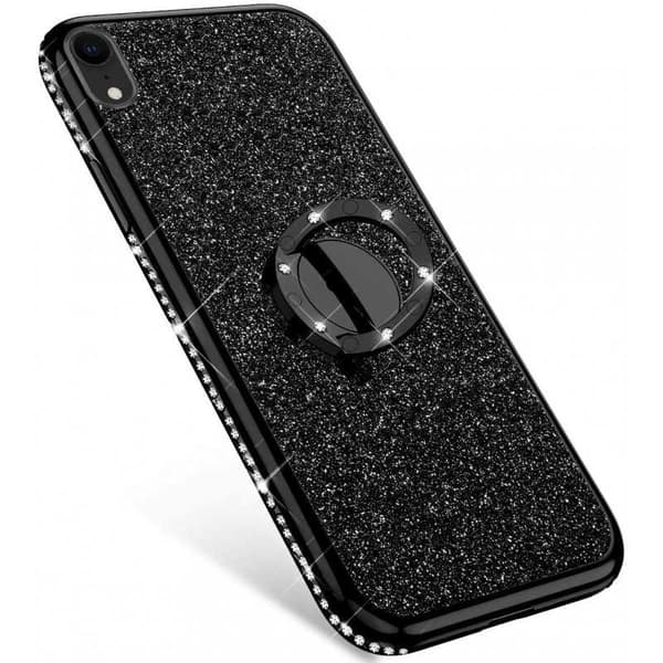 iPhone XR iskunvaimenninkotelo, jossa sormusteline tekojalokivi