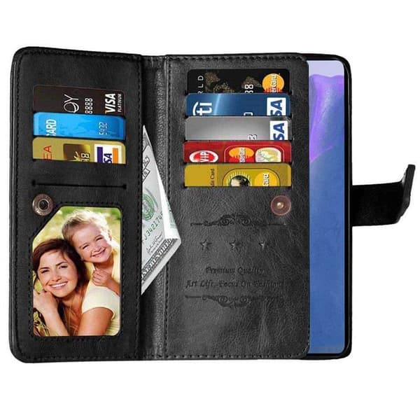 Dobbeltflip Flexi 9-kort Samsung Galaxy Note 20 Ultra : Farge - Svart
