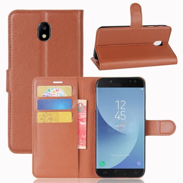 Litchi läderfodral till Samsung Galaxy J5 (2017) - Brun