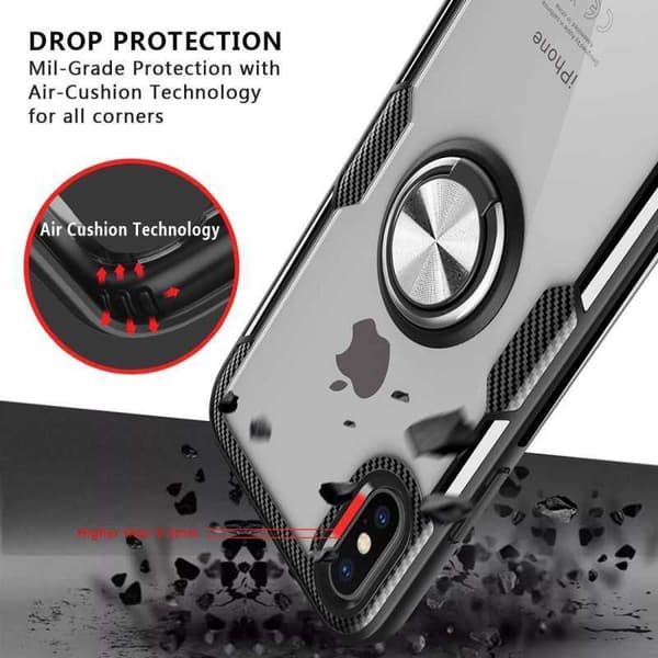 iPhone X / XS Praktisk stødsikkert cover med ringholder V4
