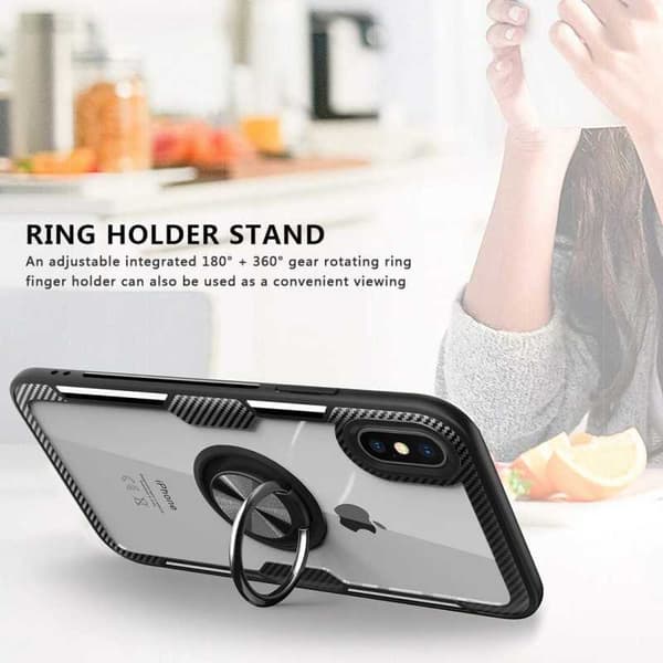 iPhone X / XS Praktisk stødsikkert cover med ringholder V4