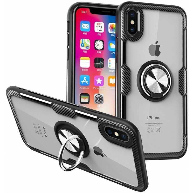 iPhone XS Max Praktisk Stöttåligt Skal med Ringhållare V4