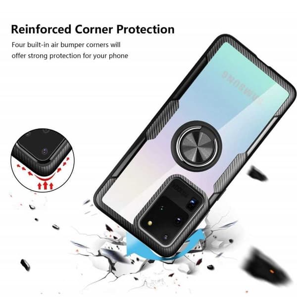 Samsung S20 Ultra Praktisk stødsikkert cover med ringholder V4