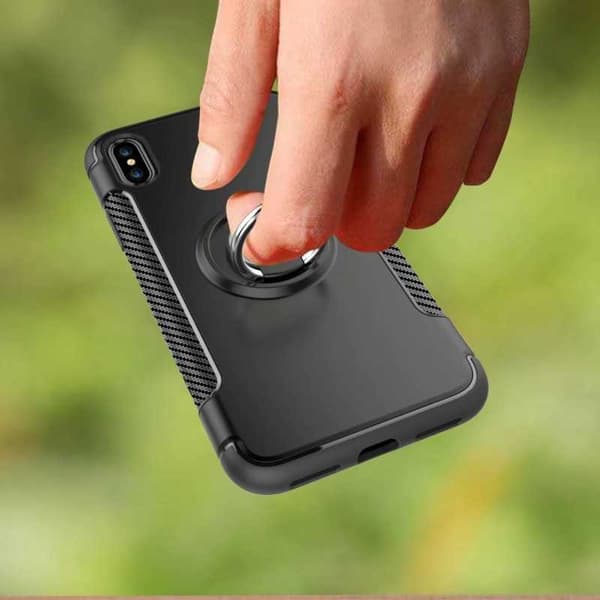 iPhone XR Praktisk stødsikker etui med ringholder V2