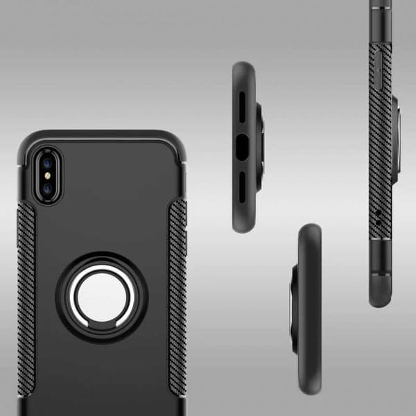 iPhone XR Praktisk stødsikker etui med ringholder V2