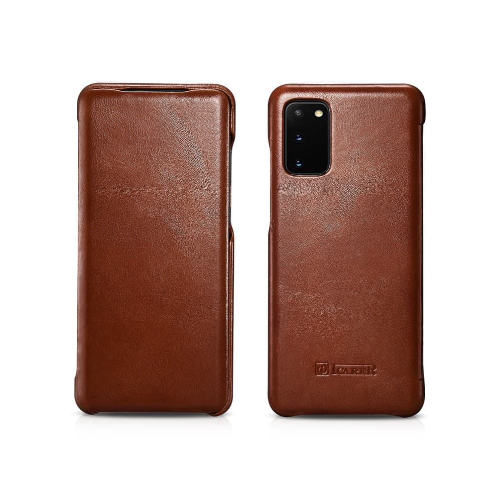 Samsung Galaxy S20 Fodral Äkta Läder Flip Brun
