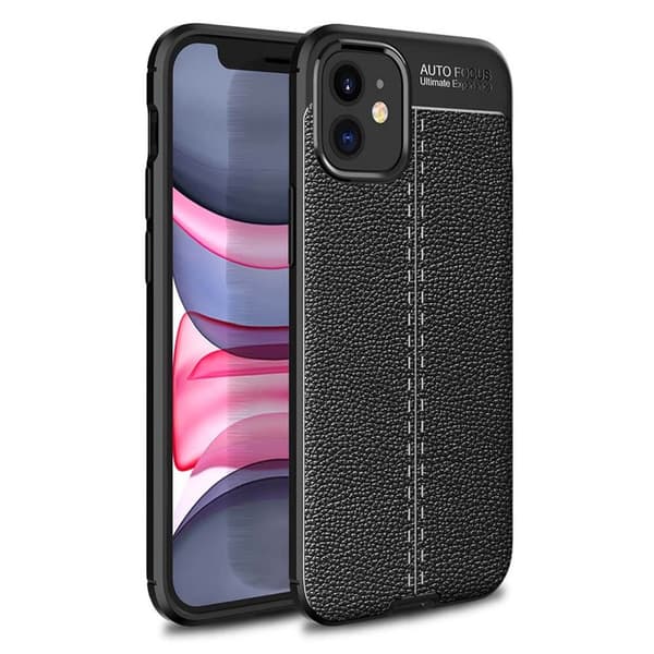 Lærmønstret TPU-deksel Apple iPhone 12 mini (5.4 ") : Farge - Svart