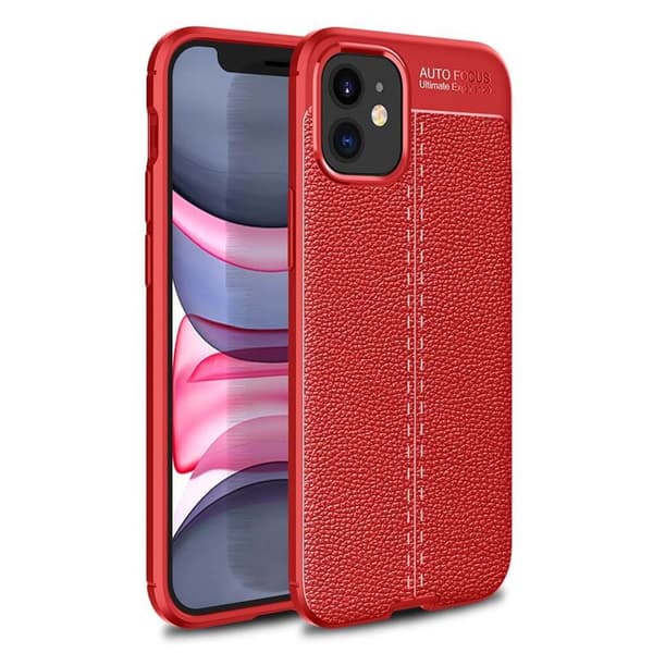 Lædermønstret TPU Cover Apple iPhone 12 mini (5.4") : farve - rød