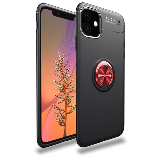 Slim Ring Cover Apple iPhone 12 mini (5.4") : farve - Sort / Rød