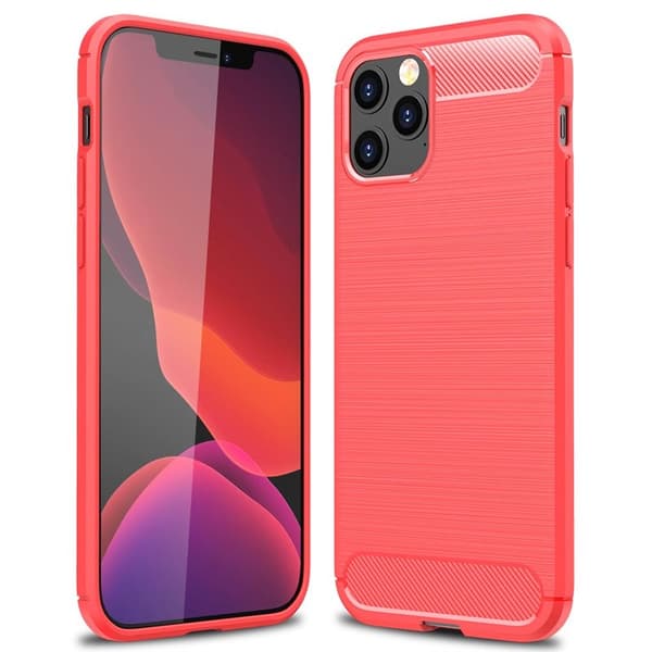 Børstet silikonveske Apple iPhone 12 Pro Max (6,7 ") : Farge - RØD