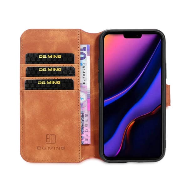 DG-Ming mobil lommebok 3-kort Apple iPhone 12 Pro (6.1 ") : Farge - brun