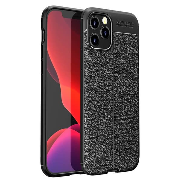 Lærmønstret TPU-deksel Apple iPhone 12 Pro (6.1 ") : Farge - Svart