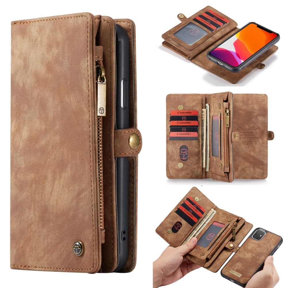 CASEME Plånboksfodral + Avtagbart Skal för iPhone 11 & XR - Brun