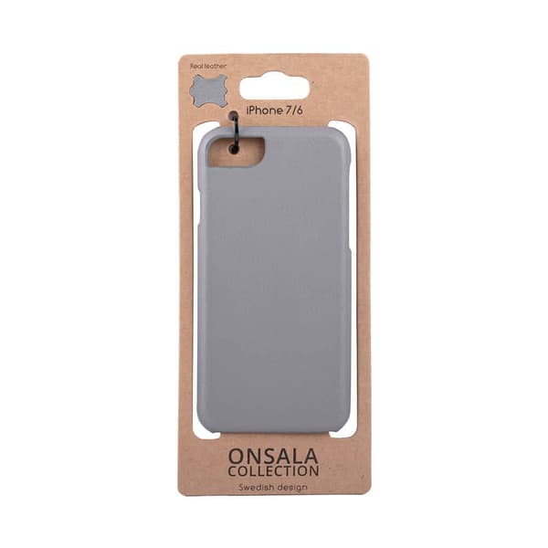 Onsala iPhone 6/6S/7/8/SE Suojakuori Aito Nahka Harmaa